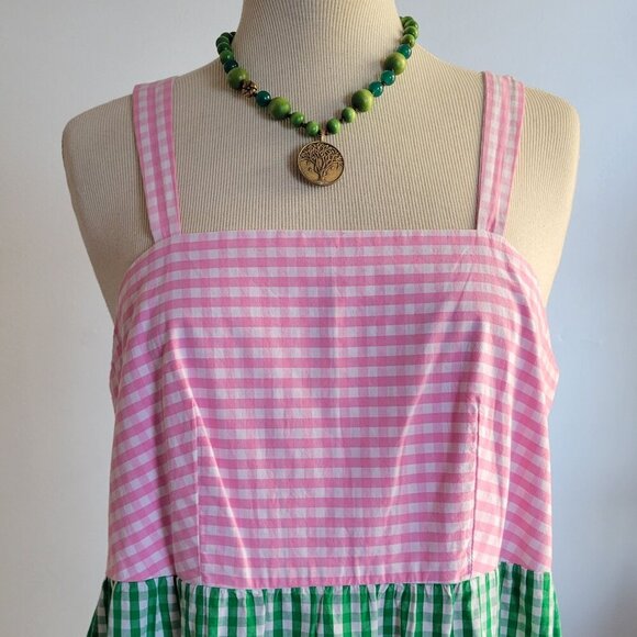 crown & ivy Dresses & Skirts - NWT- Crown & Ivy Gingham Color Block Tiered Maxi Smocked Back Dress (S: M)
